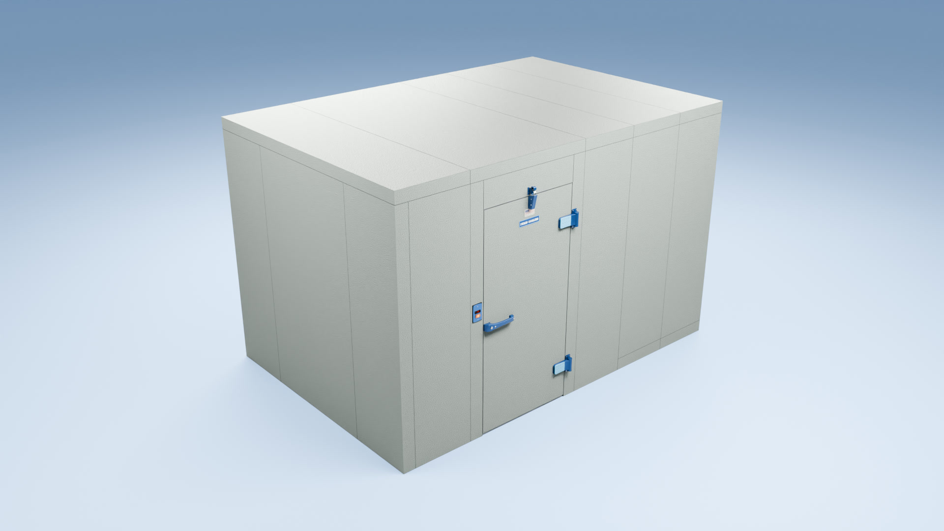 3D view of a walk-in cooler and freezer combination